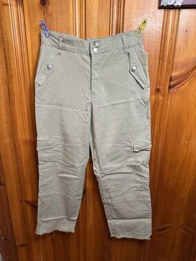 crosby. Olive Green Cargo Pants with Raw Hem